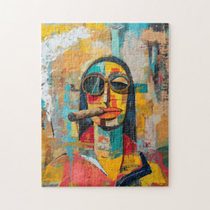Pop Art Mona Lisa Smoking a Cigar Puzzle
