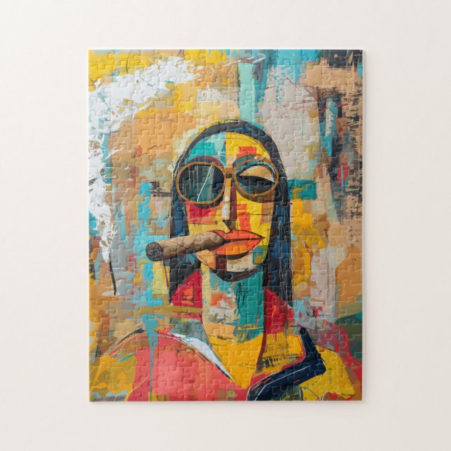 Pop Art Mona Lisa Smoking a Cigar Puzzle (Vertical)