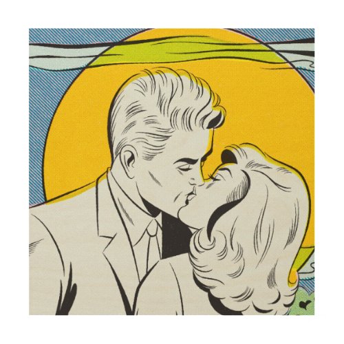 Pop Art  Moonlight Kiss  Wood Wall Art  12x12