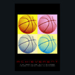 Pop Art Motivational Achievement Basketball Poster<br><div class="desc">I Love This Game. Popular Sports - Basketball Game Ball Image.</div>
