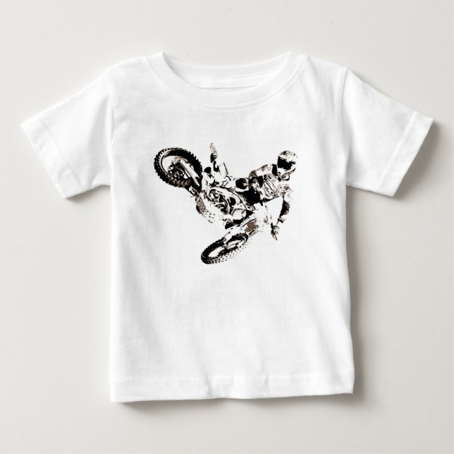 Pop Art Motocross Motorcyle Sport Baby T-Shirt (Front)