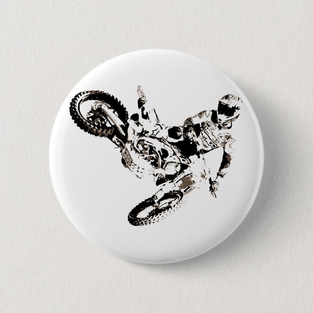 Pop Art Motocross Motorcyle Sport Button (Front)