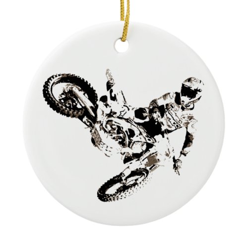 Pop Art Motocross Motorcyle Sport Ceramic Ornament