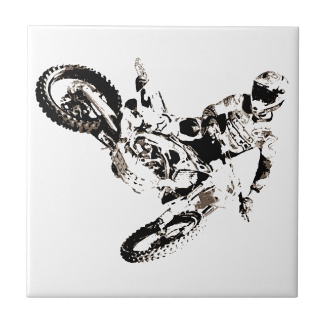 Pop Art Motocross Motorcyle Sport Ceramic Tile (Front)