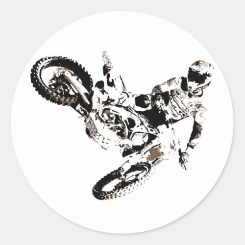 Pop Art Motocross Motorcyle Sport Classic Round Sticker