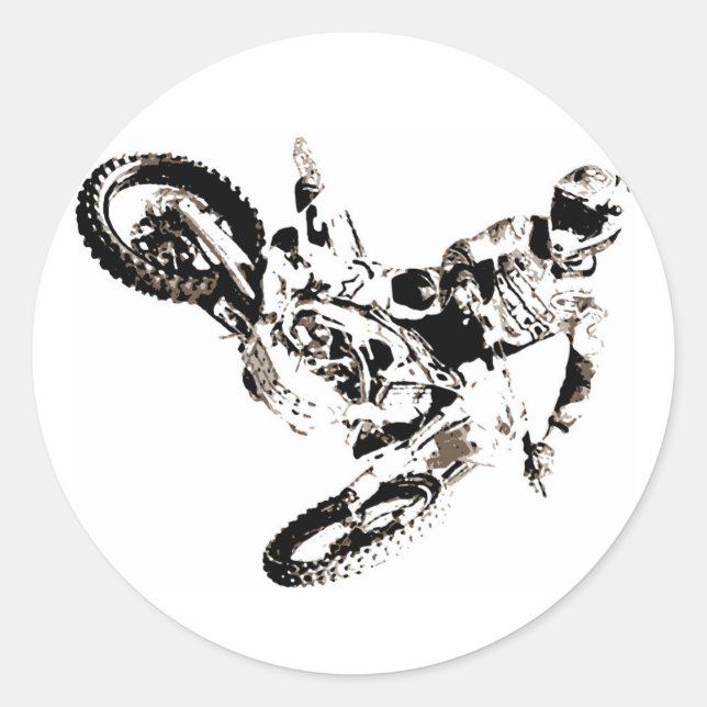 Pop Art Motocross Motorcyle Sport Classic Round Sticker (Front)