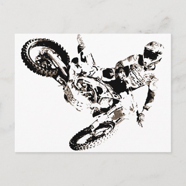Pop Art Motocross Motorcyle Sport Postcard (Front)