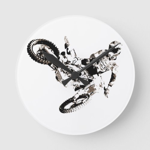 Pop Art Motocross Motorcyle Sport Round Clock