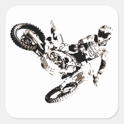 Pop Art Motocross Motorcyle Sport Square Sticker