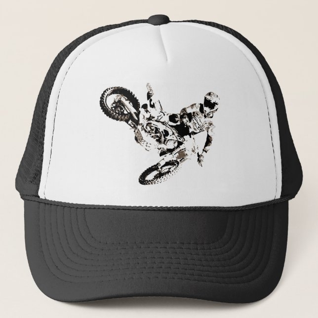 Pop Art Motocross Motorcyle Sport Trucker Hat (Front)