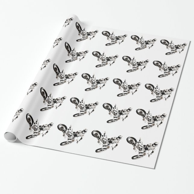 Pop Art Motocross Motorcyle Sport Wrapping Paper (Unrolled)