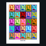 Pop Art Mozart | Rock Me Colorful Poster<br><div class="desc">Bright colors add a modern pop art spirit to these 25 graphic stylized portraits of famous musical composer, Wolfgang Amadeus Mozart. Each portrait is designed featuring two different intense colors and has 'Amadeus' placed below in a bold, clean font. Placed below the portraits, in bold charcoal type, are the words...</div>