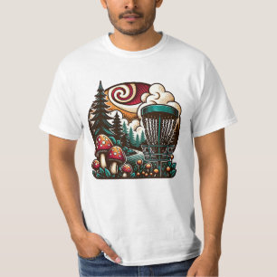 Pop Art Mushrooms and Disc Golf Course Ai Art T-Shirt