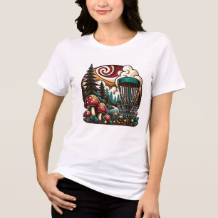 Pop Art Mushrooms and Disc Golf Course Ai Art Tri-Blend Shirt
