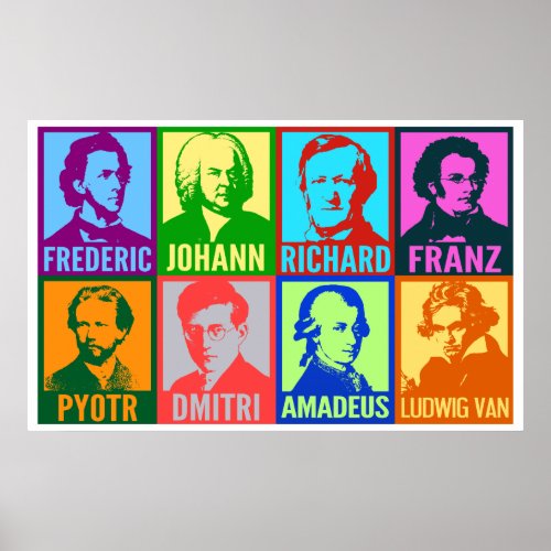 Pop Art Music Composers  Bright Mod Poster