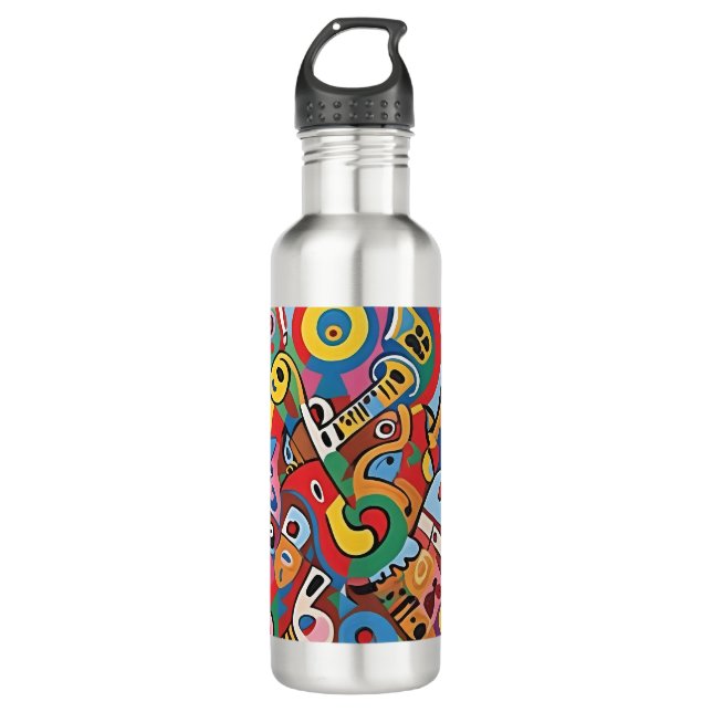 pop art musical 002 stainless steel water bottle (Front)