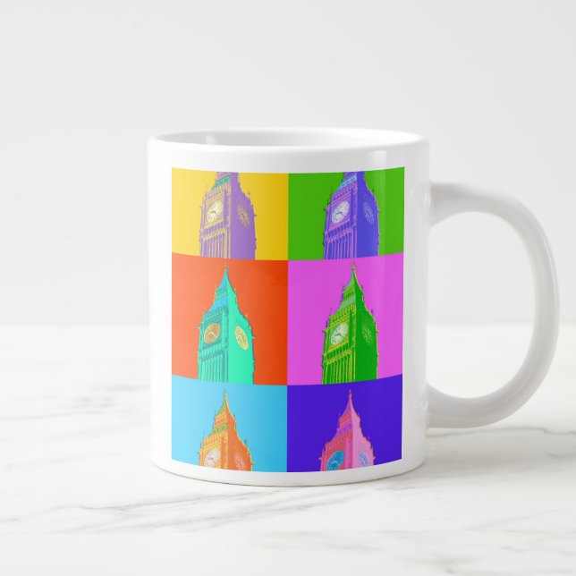 Pop Art Neon Big Ben Giant Coffee Mug (Right)