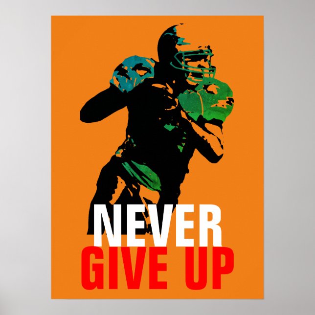 Pop Art Never Give Up Success Football Poster (Front)