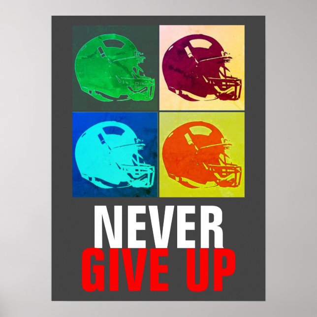 Pop Art Never Give Up Success Football Poster (Front)