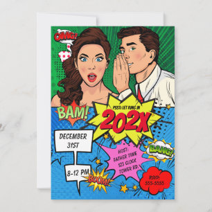 Pop Art New Years Eve Party Comic Invitation