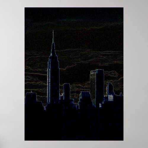 Pop Art New York City at Night Poster