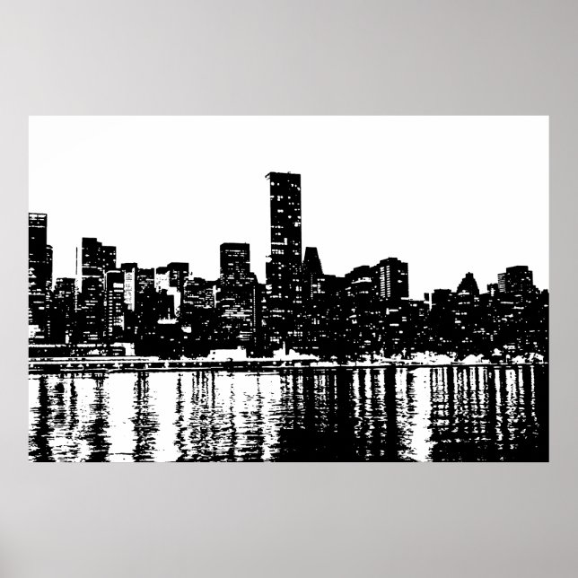 Pop Art New York City Manhattan Silhouette Poster (Front)