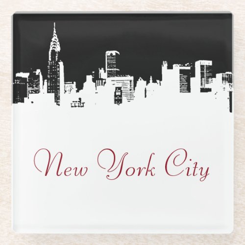 Pop Art New York City Panorama Poster Glass Coaster