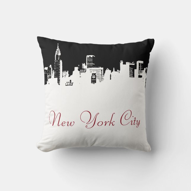 Pop Art New York City Panorama Poster Throw Pillow (Front)