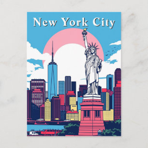 Pop Art New York City Retro Comic Statue Postcard