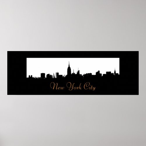 Pop Art New York City Skyline Silhouette Poster