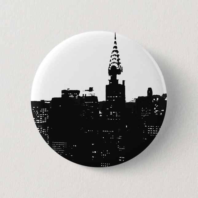 Pop Art New York Silhouette Button (Front)