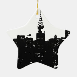 Pop Art New York Silhouette Ceramic Ornament