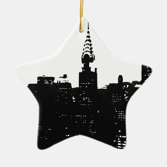 Pop Art New York Silhouette Ceramic Ornament (Front)