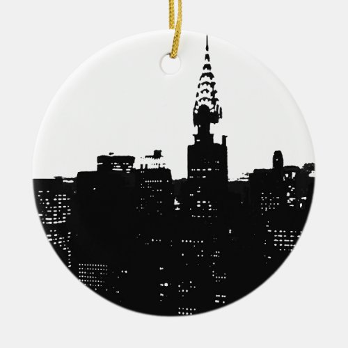 Pop Art New York Silhouette Ceramic Ornament