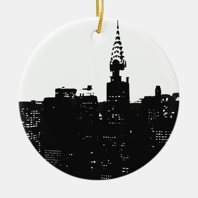 Pop Art New York Silhouette Ceramic Ornament (Front)