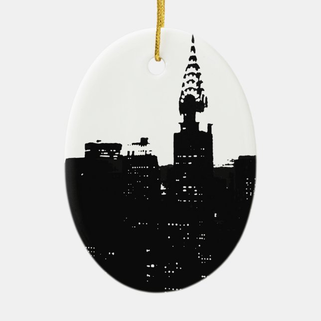 Pop Art New York Silhouette Ceramic Ornament (Front)