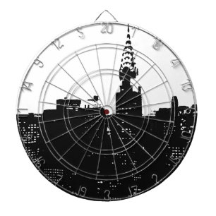 Pop Art New York Silhouette Dartboard With Darts