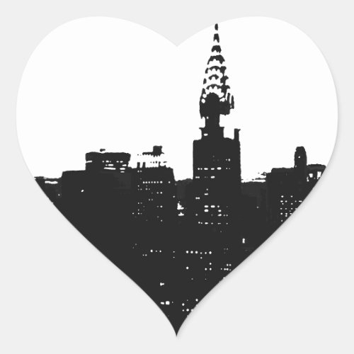 Pop Art New York Silhouette Heart Sticker