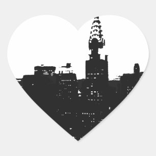 Pop Art New York Silhouette Heart Sticker