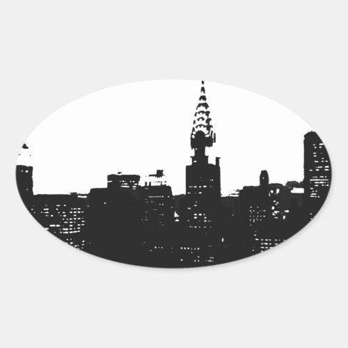Pop Art New York Silhouette Oval Sticker