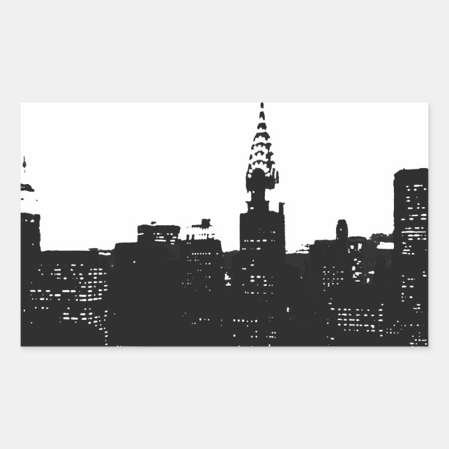 Pop Art New York Silhouette Rectangular Sticker (Front)