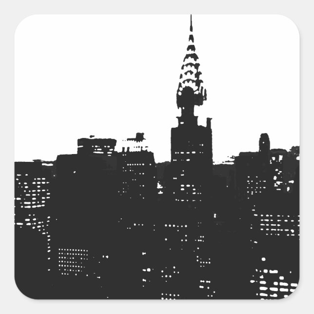 Pop Art New York Silhouette Square Sticker (Front)