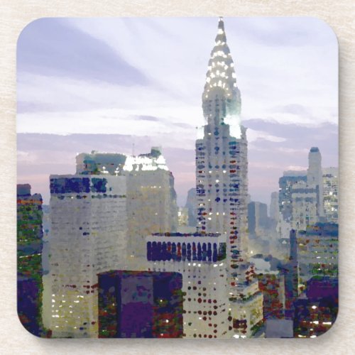 Pop Art Oil Paint Effect New York Beverage Coaster