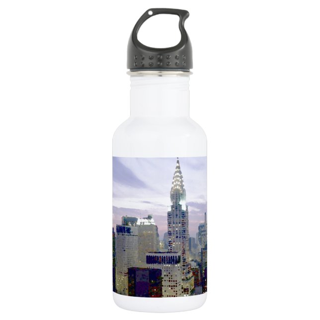 Pop Art Oil Paint Effect New York Water Bottle (Front)