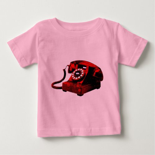 Pop Art Old Desk Telephone Box Baby T_Shirt