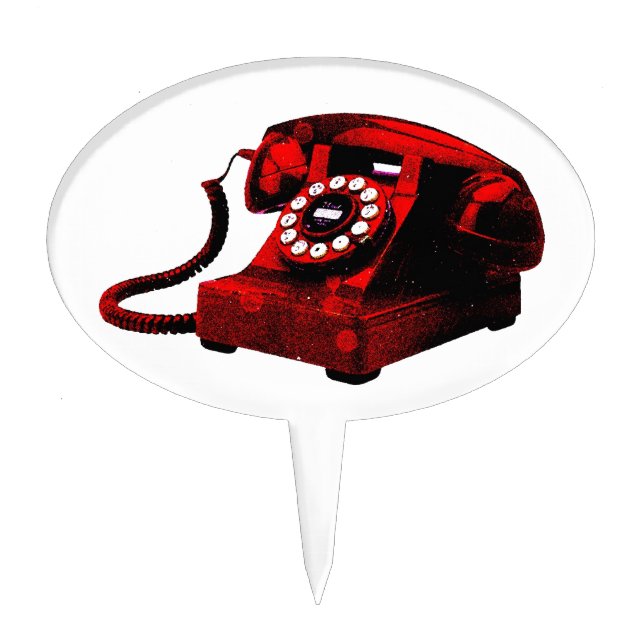 Pop Art Old Desk Telephone Box Cake Topper (Front)