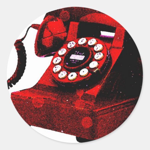 Pop Art Old Desk Telephone Box Classic Round Sticker