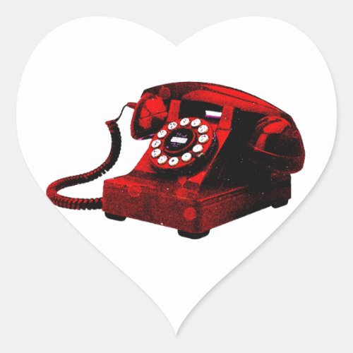 Pop Art Old Desk Telephone Box Heart Sticker