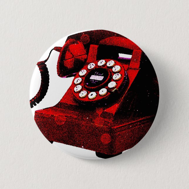 Pop Art Old Desk Telephone Box Pinback Button (Front)