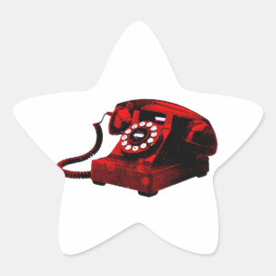 Pop Art Old Desk Telephone Box Star Sticker